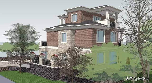 帶雙車庫的新式三層別墅設(shè)計圖，秀雅大方不失大氣?。