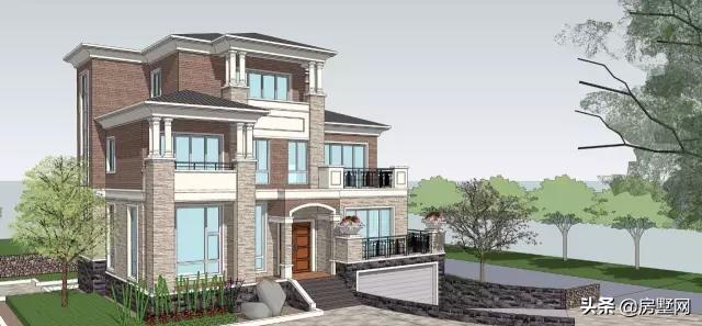 帶雙車庫的新式三層別墅設(shè)計圖，秀雅大方不失大氣?。