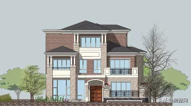 帶雙車庫的新式三層別墅設(shè)計圖，秀雅大方不失大氣?。