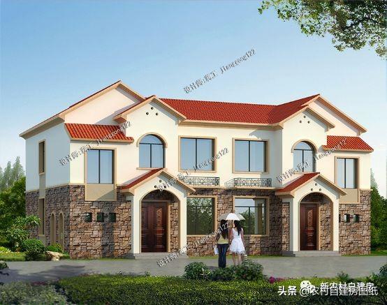 3款兄弟雙拼別墅設計圖，建成之后可以說是村里首屈一指的大氣。