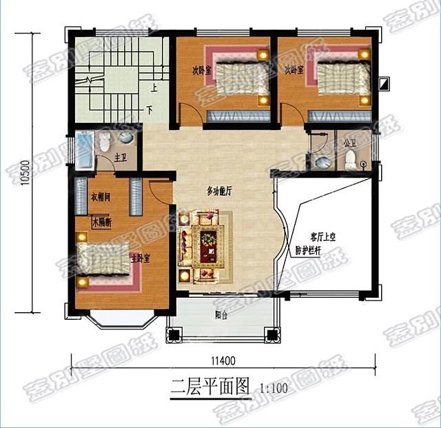 帶超大落地窗的三層農(nóng)村自建房，客廳挑空設(shè)計，時尚豪華，造價25萬。