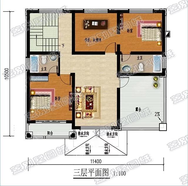帶超大落地窗的三層農(nóng)村自建房，客廳挑空設(shè)計，時尚豪華，造價25萬。