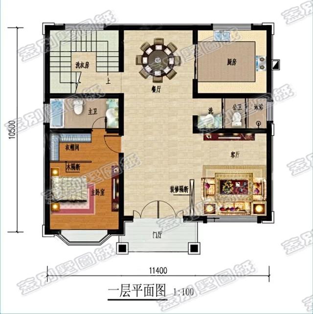 帶超大落地窗的三層農(nóng)村自建房，客廳挑空設(shè)計，時尚豪華，造價25萬。