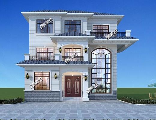 三層新中式別墅，蓋在山腳下，與農(nóng)村的自然古樸相融，村里人都來串門。