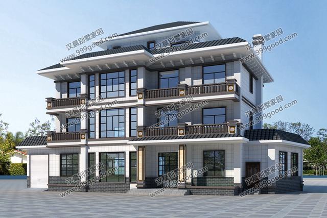 占地221平四層別墅設(shè)計圖，白墻黛瓦最簡單卻最耐看，住個幾十年不過時！