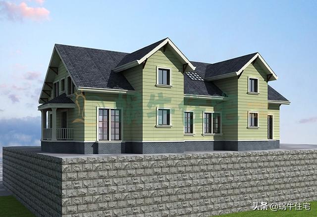 帶閣樓的一層半雙拼別墅設(shè)計圖，美式風(fēng)格，簡單大氣。