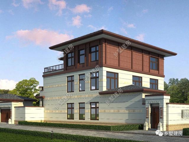 12.5X18.1米現(xiàn)代風三層別墅設計圖，優(yōu)雅別致，穩(wěn)重不單調。