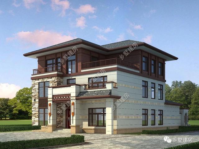 12.5X18.1米現(xiàn)代風三層別墅設計圖，優(yōu)雅別致，穩(wěn)重不單調。