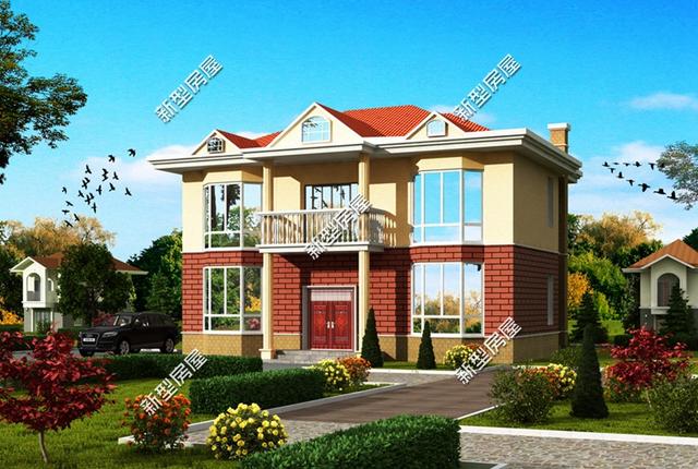 5棟二層歐式小洋樓，簡單大方，經(jīng)濟(jì)適用，造價(jià)20萬左右。