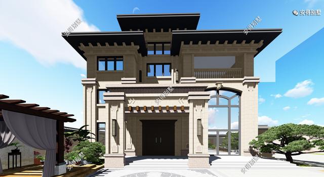 經(jīng)典耐看的三層歐式別墅設(shè)計(jì)圖，寬敞大氣，帶庭院、大客廳、大車庫(kù)、大露臺(tái)，臥室套房。