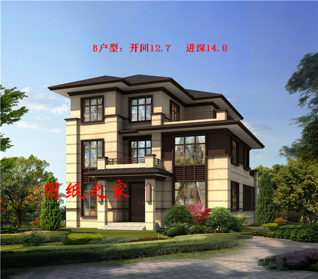 精選五套人氣頗高的三層中式別墅，五種戶型，五種尺寸