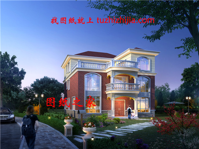 簡單漂亮實用的三層自建房設(shè)計圖，帶露臺，占地170平方