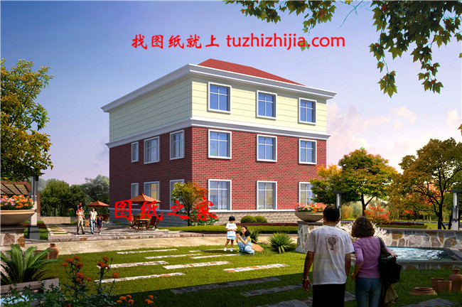 簡單漂亮實用的三層自建房設(shè)計圖，帶露臺，占地170平方