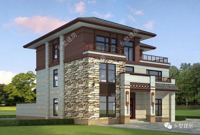 12.5X18.1米三層新中式別墅設(shè)計(jì)圖，帶庭院，經(jīng)典耐看！