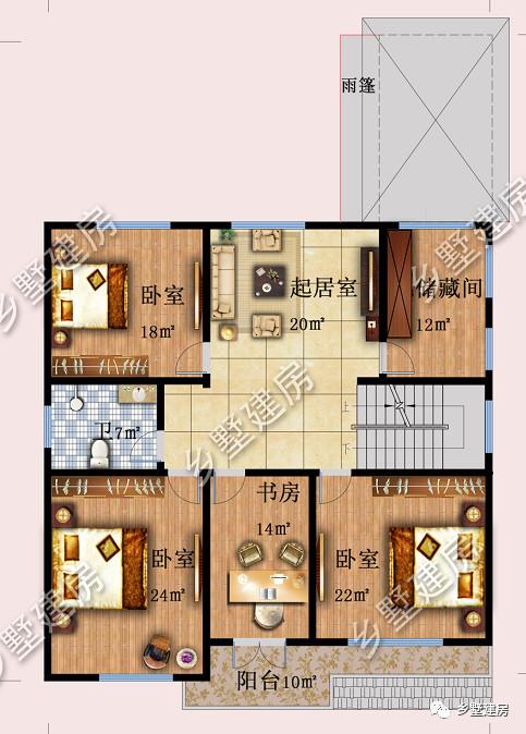 12.5X18.1米三層新中式別墅設(shè)計(jì)圖，帶庭院，經(jīng)典耐看！