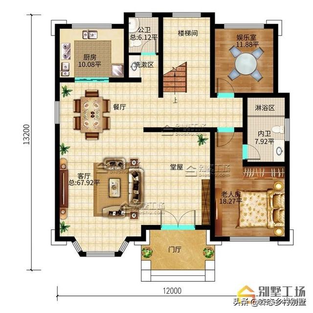 12.00x13.2米三層自建別墅設(shè)計(jì)圖，優(yōu)雅大氣，“名利”雙收，何樂而不為？