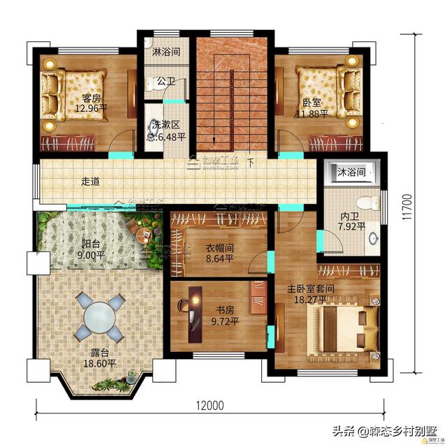 12.00x13.2米三層自建別墅設(shè)計(jì)圖，優(yōu)雅大氣，“名利”雙收，何樂而不為？