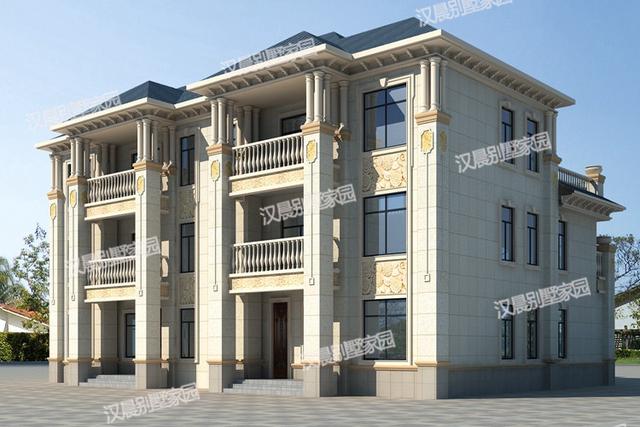 占地351平方米的三層別墅設(shè)計圖，洋氣十足美觀實用，主體造價100萬。