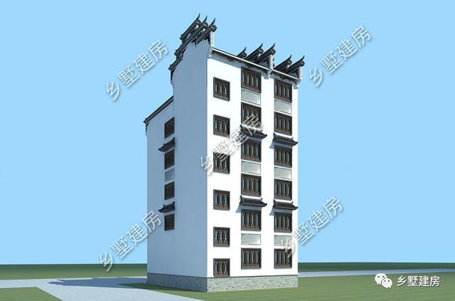 10.26X13.56米的六層徽派別墅設(shè)計圖，徽派照樣能建高層，那在整個鎮(zhèn)上，可是最耀眼的呢！