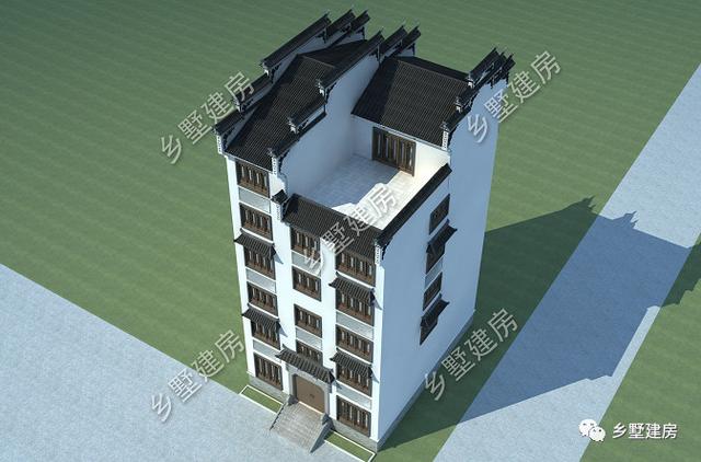 10.26X13.56米的六層徽派別墅設(shè)計圖，徽派照樣能建高層，那在整個鎮(zhèn)上，可是最耀眼的呢！