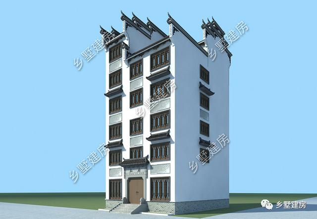 10.26X13.56米的六層徽派別墅設(shè)計圖，徽派照樣能建高層，那在整個鎮(zhèn)上，可是最耀眼的呢！