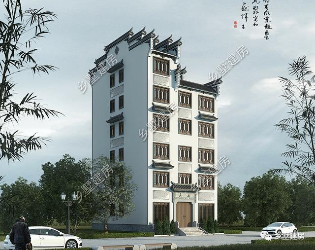 10.26X13.56米的六層徽派別墅設(shè)計圖，徽派照樣能建高層，那在整個鎮(zhèn)上，可是最耀眼的呢！