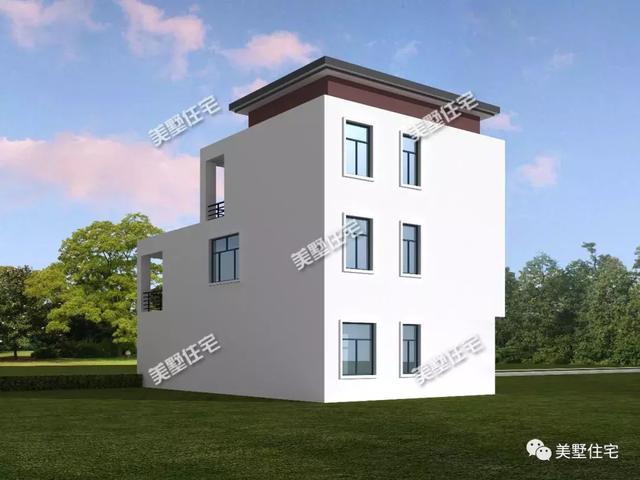 帶悠然小前院的三層現(xiàn)代別墅設(shè)計(jì)圖，清透中不失穩(wěn)重大方，時(shí)尚范十足