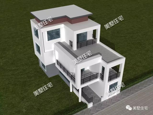 帶悠然小前院的三層現(xiàn)代別墅設(shè)計(jì)圖，清透中不失穩(wěn)重大方，時(shí)尚范十足