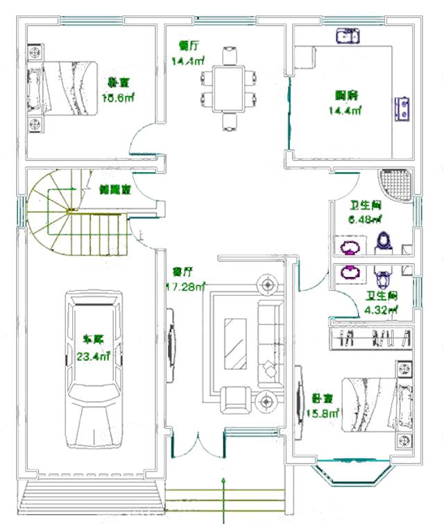 帶涼亭的三層別墅設(shè)計(jì)圖，平屋頂設(shè)計(jì)，經(jīng)濟(jì)實(shí)用，非常適合農(nóng)村自建。