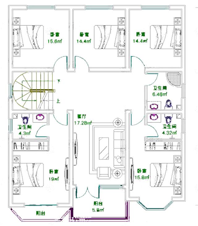 帶涼亭的三層別墅設(shè)計(jì)圖，平屋頂設(shè)計(jì)，經(jīng)濟(jì)實(shí)用，非常適合農(nóng)村自建。