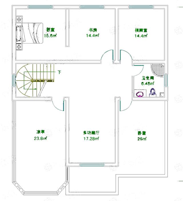 帶涼亭的三層別墅設(shè)計(jì)圖，平屋頂設(shè)計(jì)，經(jīng)濟(jì)實(shí)用，非常適合農(nóng)村自建。