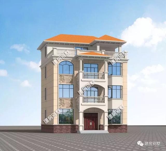 簡約且氣派的四層農(nóng)村別墅戶型，室內(nèi)臥室多，配置也齊全。