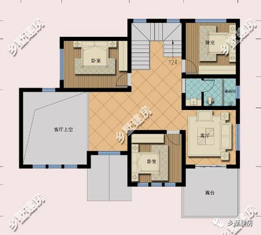 歐式現(xiàn)代二層小樓設(shè)計(jì)圖，主體使用石材，時(shí)尚大氣，錯(cuò)落有致，別有一番風(fēng)味。
