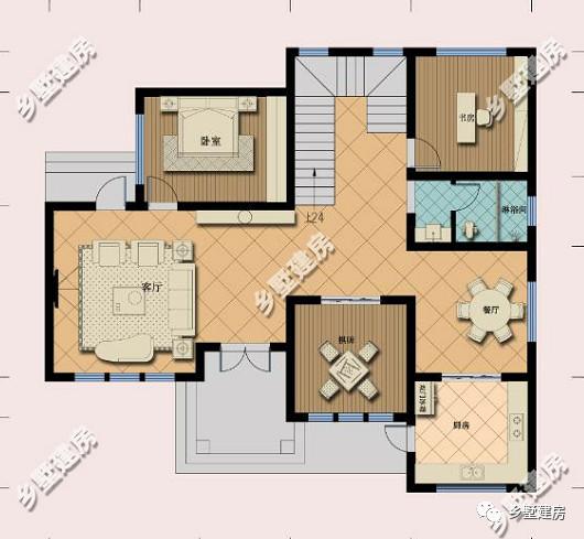 歐式現(xiàn)代二層小樓設(shè)計(jì)圖，主體使用石材，時(shí)尚大氣，錯(cuò)落有致，別有一番風(fēng)味。