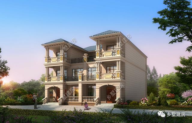 典雅的歐式三層雙拼別墅設(shè)計圖，新設(shè)計的別墅款式真是好看又實用！
