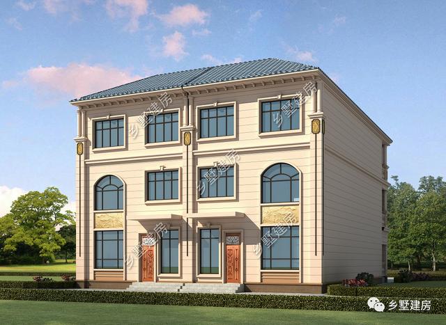 典雅的歐式三層雙拼別墅設(shè)計圖，新設(shè)計的別墅款式真是好看又實用！