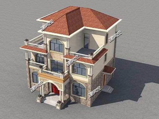 占地面積140米的三層歐式別墅設(shè)計(jì)圖，戶型方正，適合農(nóng)村自建。