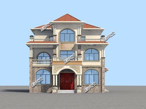 占地面積140米的三層歐式別墅設(shè)計(jì)圖，戶型方正，適合農(nóng)村自建。