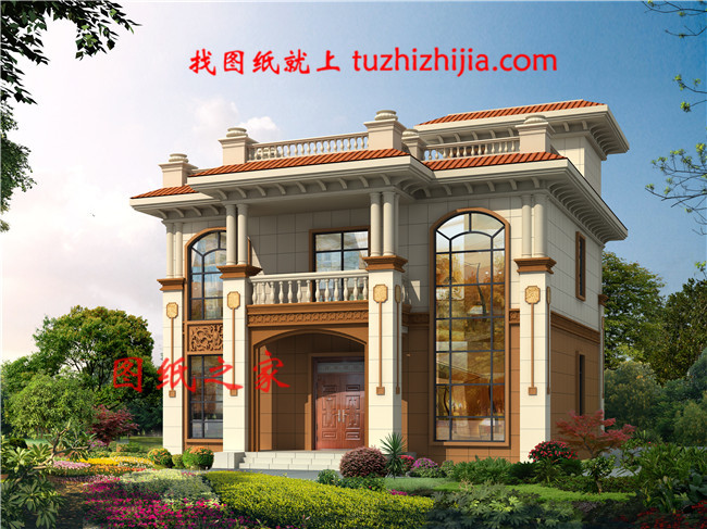 26萬(wàn)二層平頂別墅別墅設(shè)計(jì)圖，客廳中空，占地120平米