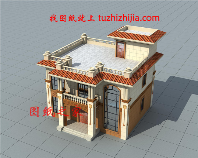 26萬(wàn)二層平頂別墅別墅設(shè)計(jì)圖，客廳中空，占地120平米