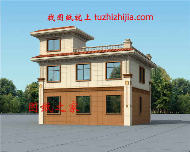 26萬(wàn)二層平頂別墅別墅設(shè)計(jì)圖，客廳中空，占地120平米