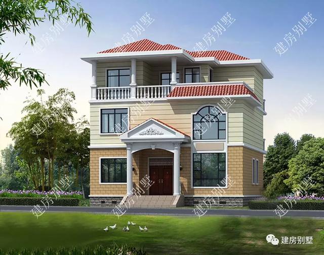 歐式的外觀風(fēng)格別墅設(shè)計圖，面寬11米左右，迎舒心生活
