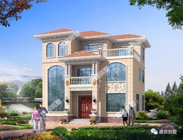 歐式的外觀風(fēng)格別墅設(shè)計圖，面寬11米左右，迎舒心生活