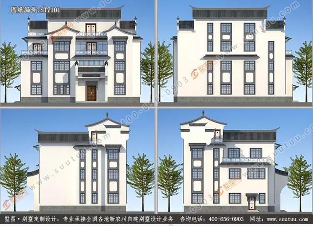 超大超豪華21.8×15.6米徽派風格別墅設(shè)計圖推薦，主體造價百萬