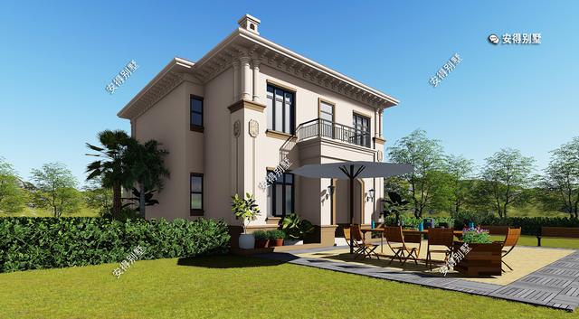 2層歐式小別墅設(shè)計(jì)圖，造價(jià)35萬(wàn)，占地120㎡，建一棟在農(nóng)村超受歡迎