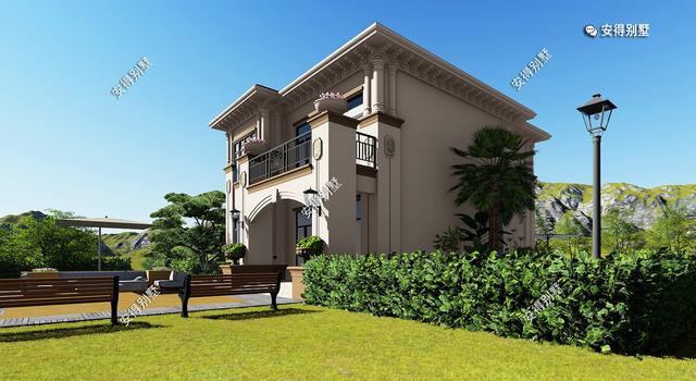 2層歐式小別墅設(shè)計(jì)圖，造價(jià)35萬(wàn)，占地120㎡，建一棟在農(nóng)村超受歡迎