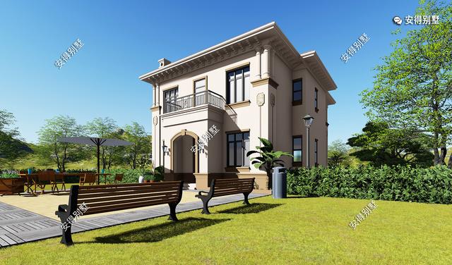 2層歐式小別墅設(shè)計(jì)圖，造價(jià)35萬(wàn)，占地120㎡，建一棟在農(nóng)村超受歡迎