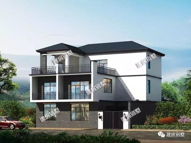 新中式風(fēng)格農(nóng)村別墅設(shè)計(jì)圖，12×10.8米配健身房和車庫