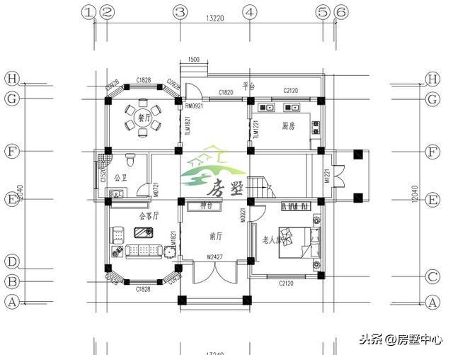 八角窗設計的客廳餐廳別墅設計圖，體驗不一樣的生活環(huán)境