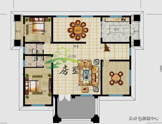 美觀別墅設(shè)計圖，堂屋的設(shè)計非常符合南方的習(xí)俗，外觀豪華大氣